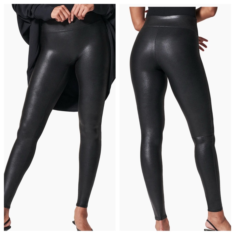 SPANX Faux Leather High Rise Leggings | Black | Large | NWOT